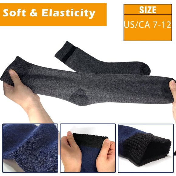 Multicolor Thermal Wool Socks for Men  5 Pairs Thick Warm Winter Hiking Socks - Picture 4 of 6